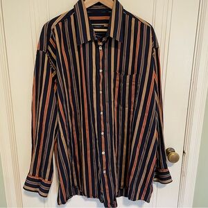 Burberry Striped Button Up Dress Shirt in Navy Blue Size 3XL